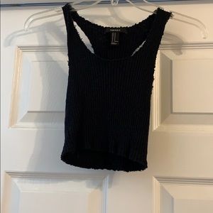 Black shaggy crop top